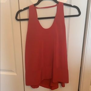Red open back silk tank top